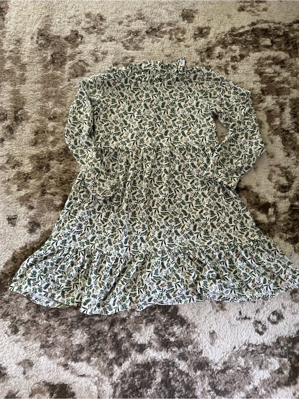 Magnetic Me White Dress with Green Leaf Print
